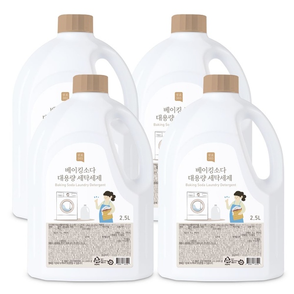 베이킹소다 대용량 세탁세제 2.5L x 4개 일반용 드럼용 겸용 드럼세탁기 액체세