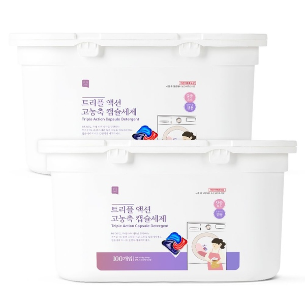 1+1 트리플 고농축 캡슐세제 100개입 세탁세제 중성 일반 드럼 겸용 대용량