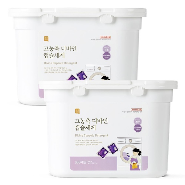 1+1 고농축 디바인 캡슐세제 100개입 세탁세제 중성 일반 드럼 겸용 대용량