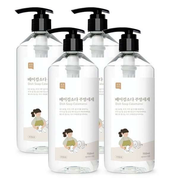 베이킹소다 주방세제 750ml x 4개 2종향 대용량 설거지 주방 세제 세정용