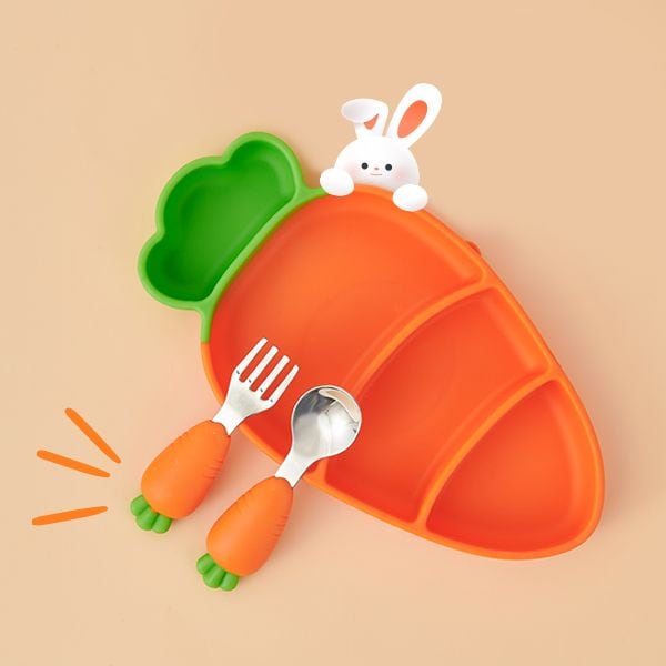 오늘의집 리틀클라우드 유아 당근 흡착 식판 스텐 스푼 포크 세트