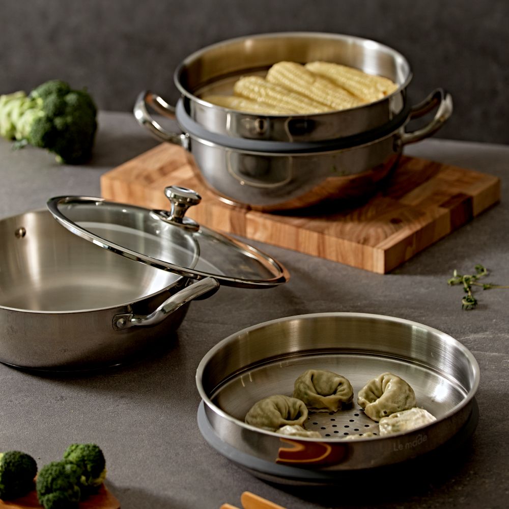 르메이드 스텐 304 실리콘 패킹 2단 멀티 인덕션 찜기 찜솥 찜냄비 28cm