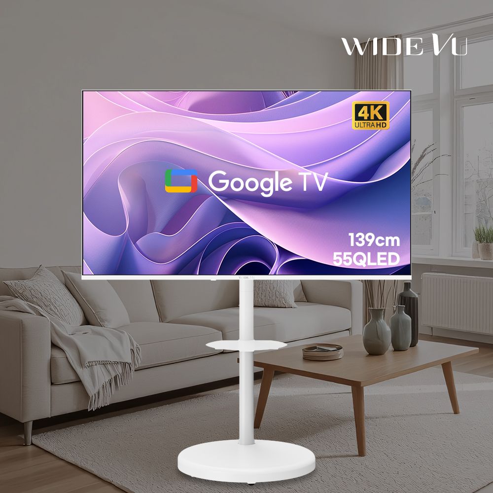 오늘의집 화이트에디션 구글스마트 139cm(55인치)QLED UHD TV 와이드무빙뷰 삼탠바이미가능