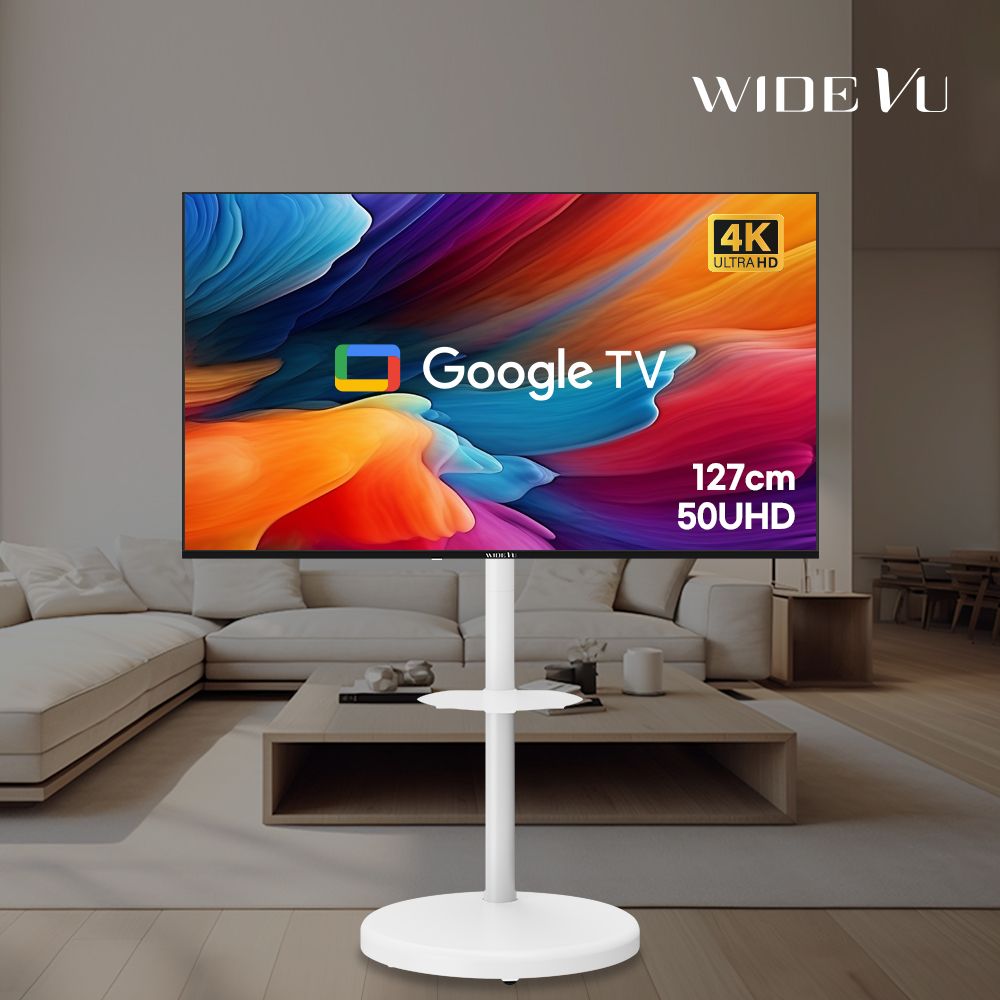 오늘의집 와이드뷰 와이드무빙뷰 구글스마트 127cm(50인치) 4K UHD TV 삼탠바이미 스탠드 셋트