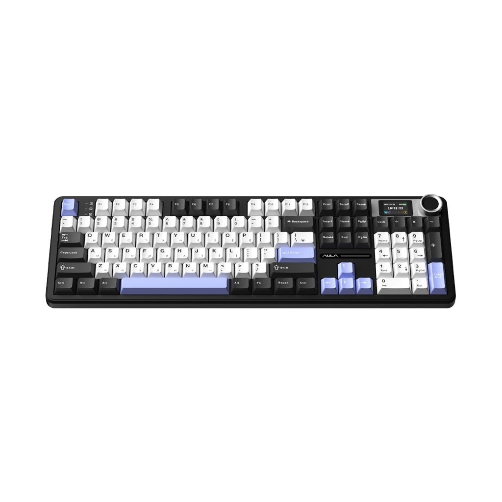 AULA F108Pro 유무선 아우라 독거미 LCD 기계식키보드 오로라 블랙 저소음 바다축