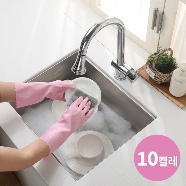 5+5 10세트 미끄럼방지 소프트 고무장갑 3colors (S/M/L)