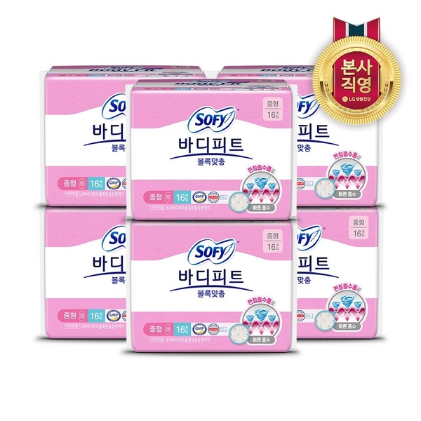 쏘피 바디피트 볼록맞춤 중형 16P x 6개