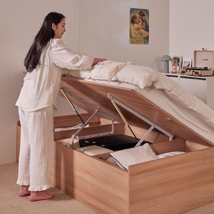 [오늘의집] 크라운퍼니쳐 [오늘의집 단독] 단하루 126,650원 노엘 반자동 리프트업 통수납 침대프레임 SS/Q