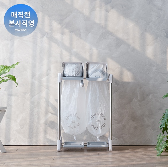 애니블리 재활용 분리수거함(2칸) 50L*2P 구조/ 안전칼집 컷팅기능