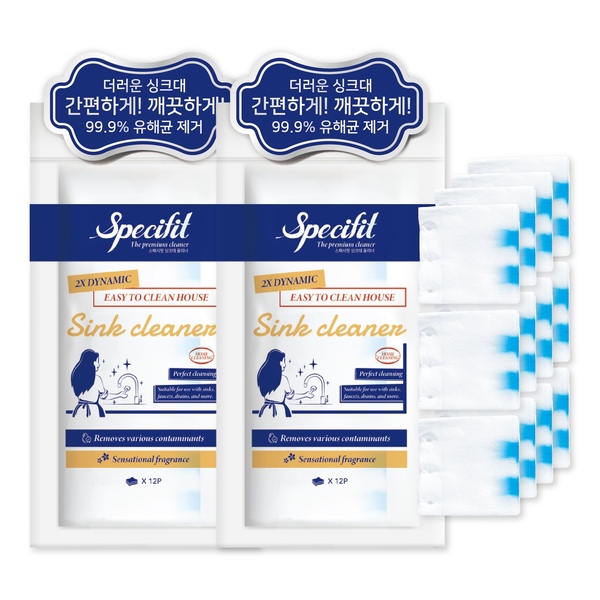 1+1 프리미엄 싱크대 클리너 일회용 청소포 12P