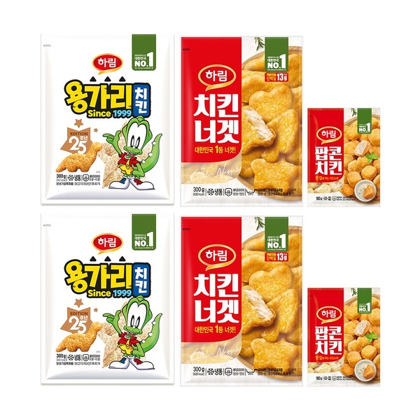 용가리치킨 300g 2봉+치킨너겟 300g 2봉+팝콘치킨 180g 2봉