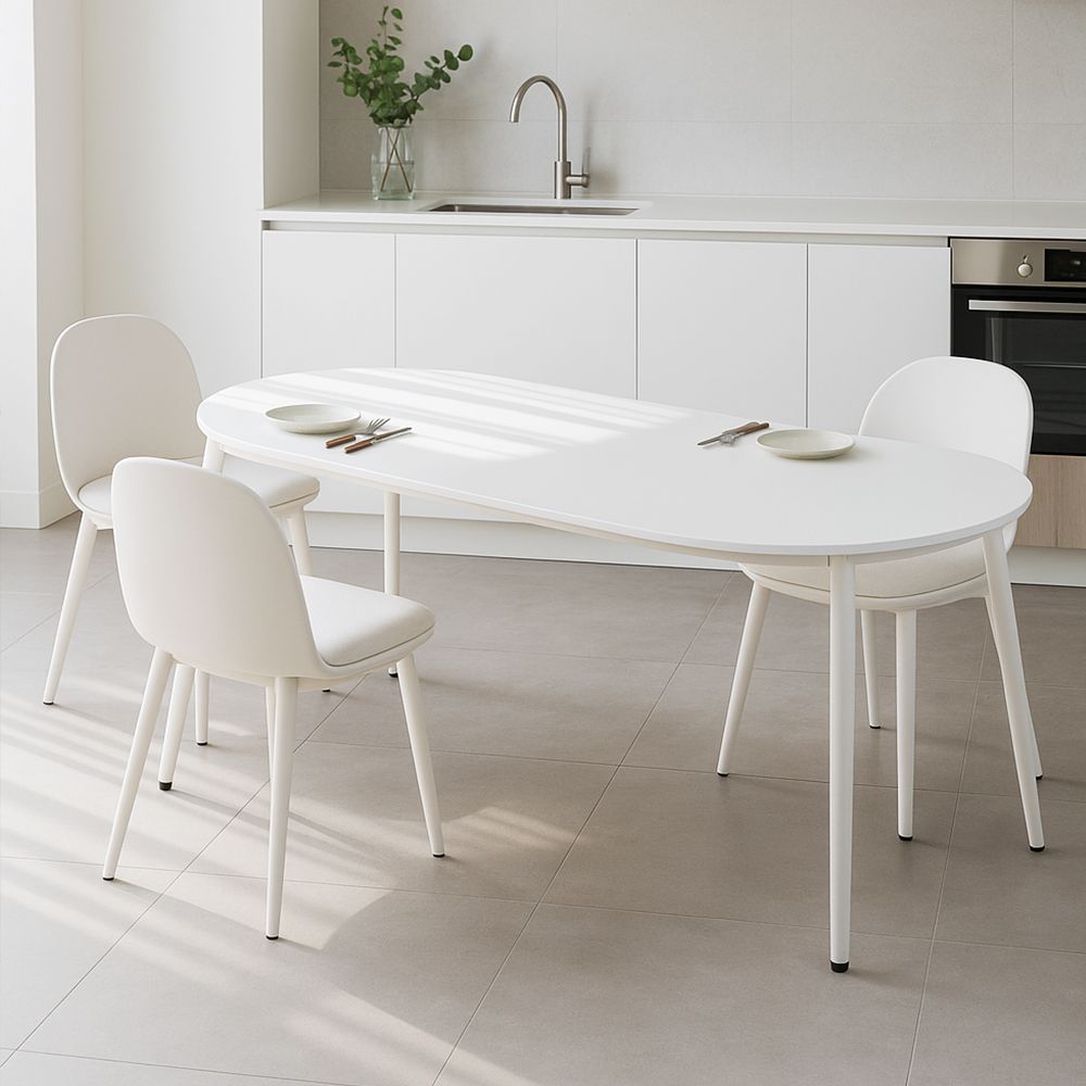 YOUNGGAGU flat 半楕円形 ダイニングテーブル ホワイト［3サイズ