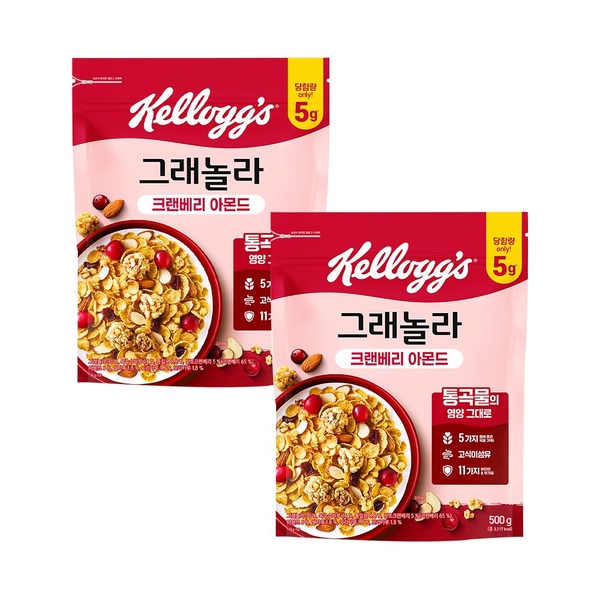 미니 시리얼 2봉 증정 + 크랜베리 아몬드 그래놀라 500g*2개