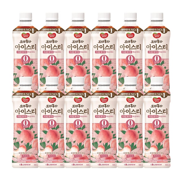 보성홍차 아이스티제로 복숭아 500ml*12개