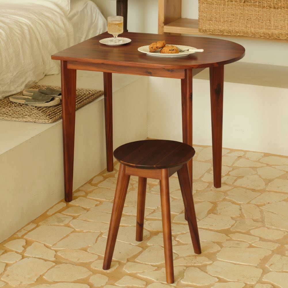 house recipe Aiden Teak 半楕円形 テーブル 80cm | ダイニング