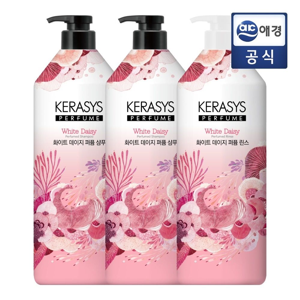 오늘의집 애경 케라시스 퍼퓸 화이트데이지 1L 샴푸 2개+린스 1개