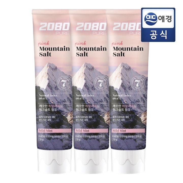 [오늘의집] 애경 2080 히말라야 퓨어마운틴 솔트치약120g 3입X4개(핑크,크리스탈)