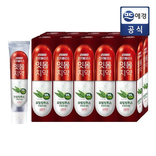 2080 진지발리스 유칼립투스 치약 150gX10입 (후레쉬민트, 스트롱민트)
