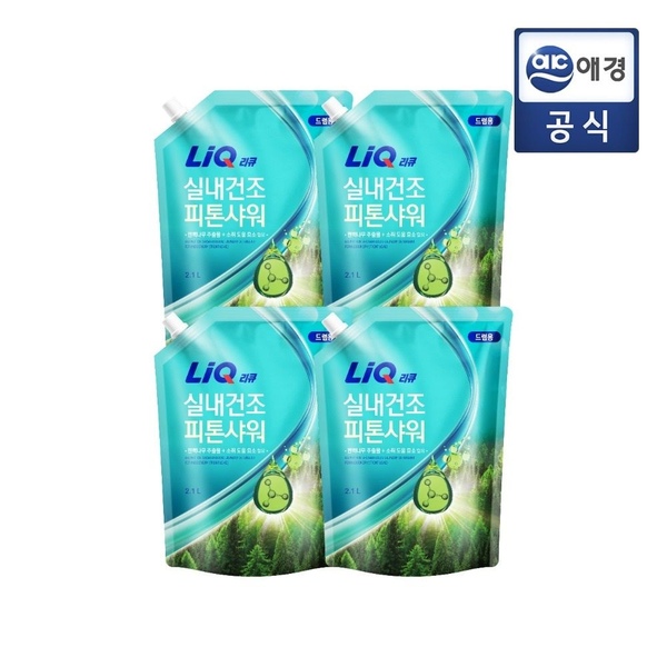 리큐 실내건조 피톤샤워 세탁세제 파우치 2.1LX4개 (드럼용)