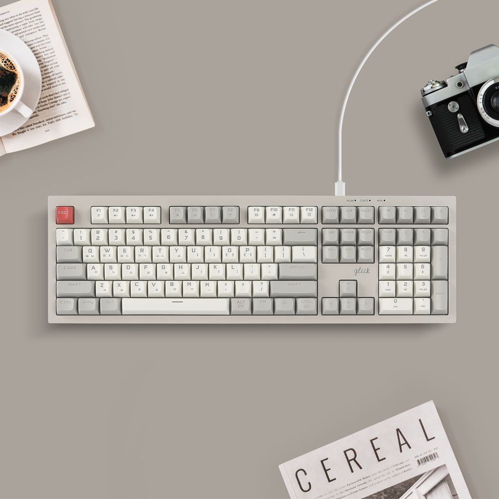 지클릭커 오피스프로 OPK50 무소음 방수 키보드 Retro Cappuccino RC1 108키