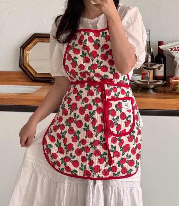 키치 야채 원피스 앞치마 에이프런