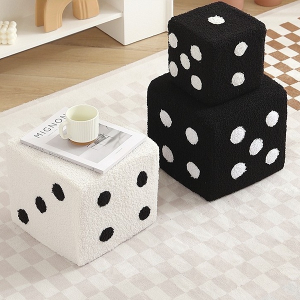 주사위 화장대 사각 스툴 미니 의자 보조 등받이없는 식탁 거실 패브릭 부클레 stool