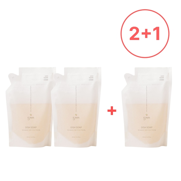 맨손 저자극 1종 비건 주방세제 리필 미세플라스틱 세정 330ml, 3개