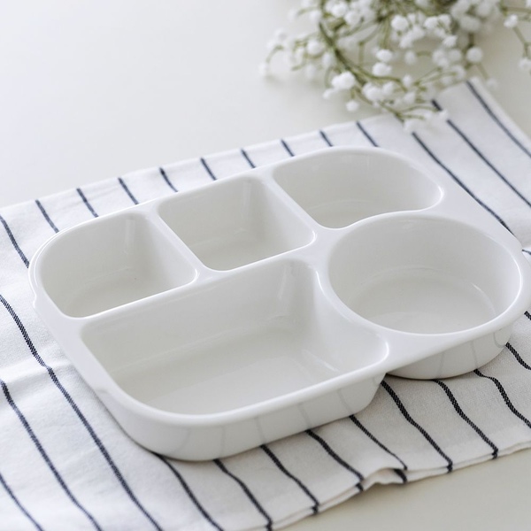국산 코코줄라이 5구 도자기 식판 깊이 4cm 어린이 성인 다이어트 가정용