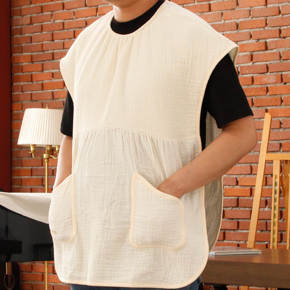 오늘의집 예꼬맘 순면 거즈 아빠 턱받이 베이지 롱 수유 이유식 앞치마 침받이 트림패드