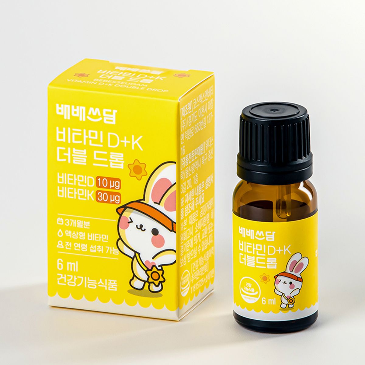 오늘의집 배배쓰담 비타민D 비타민K 드롭 어린이 아기 영 유아 400IU 6ml, 1개