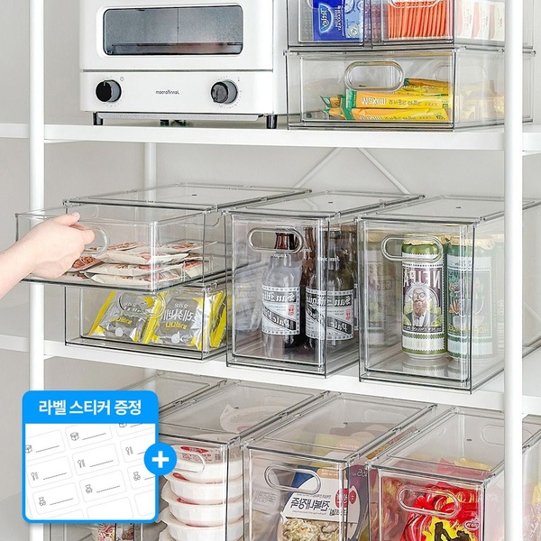 세트 10%! KC인증 프리미엄 투명 서랍 팬트리 정리함 다용도 아크릴 적층식 주방 데스크