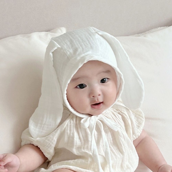 바니거즈햇 아기토끼거즈햇 신생아귀달이비니모자 화이트