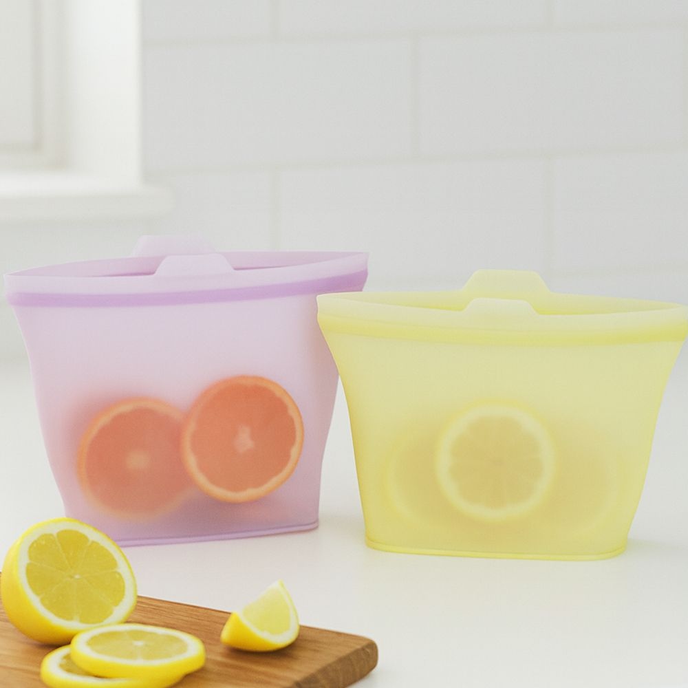 실리콘 스퀘어 지퍼백 3P세트 500+1000+1500ml 4colors