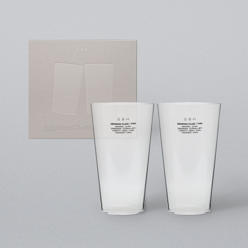 GBH DRINKING GLASS THIN M x 2EA SET 드링킹 글라스 유리컵 2p세트