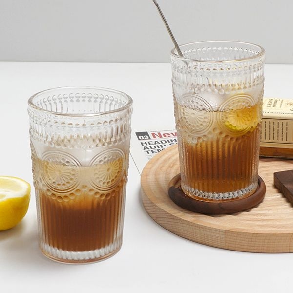 엔틱 하이볼 유리컵 400ml 레트로 쥬스컵 맥주잔