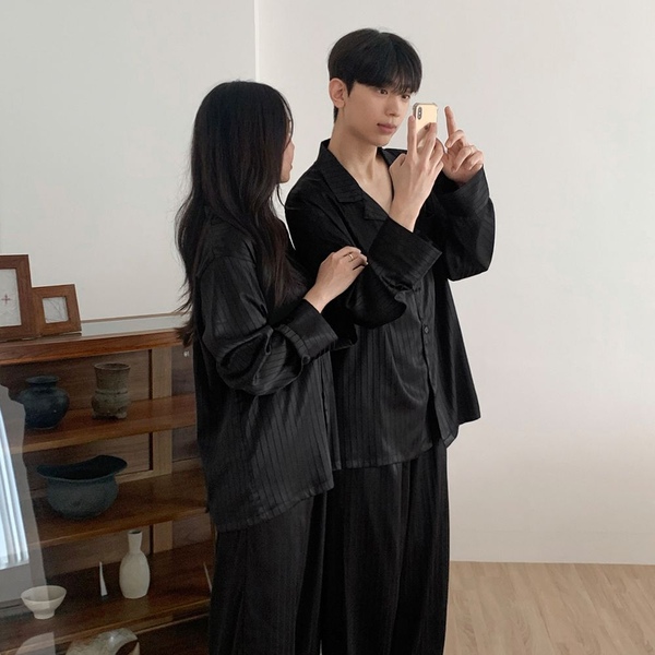 모어댄 실크 긴팔 커플파자마 남녀공용 잠옷세트 1color
