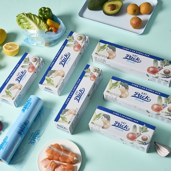 247팩 친환경 지퍼백 세트 소/중/대 롤백 다회용 위생팩 재사용 비닐팩