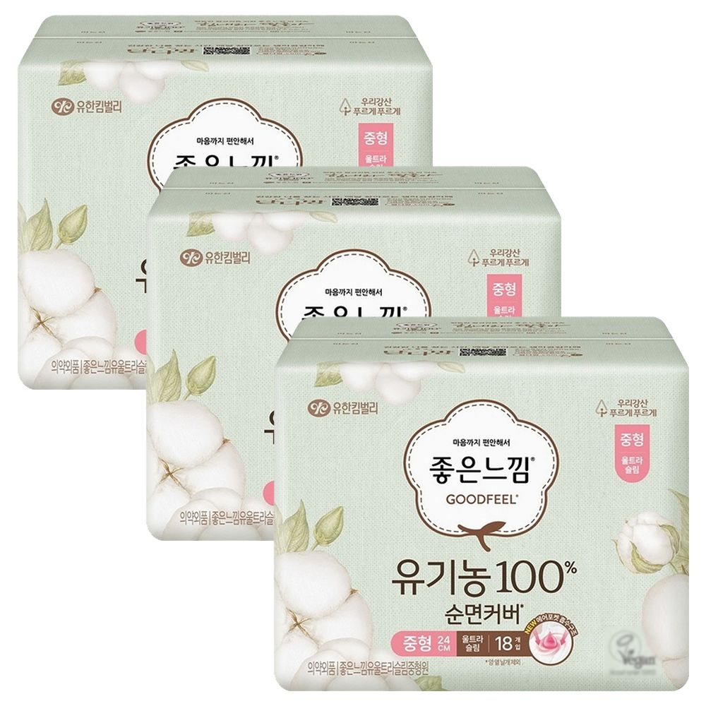 좋은느낌 좋은느낌 유기농 울트라 중형 18P X 3팩
