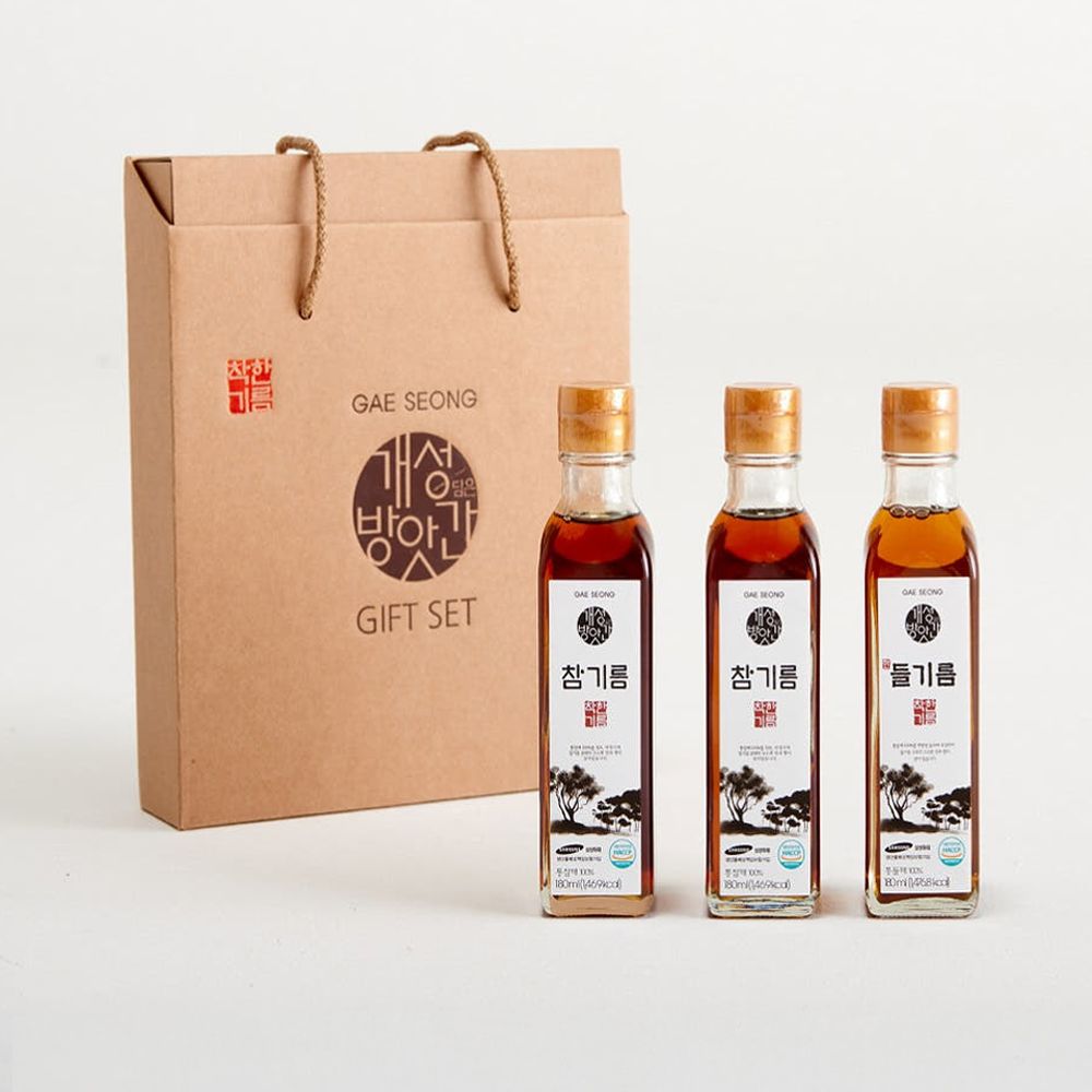 개성방앗간 선물세트 3종 (참기름180ml 2개 + 들기름 180ml 1개) 가격 비교 홈스웰 개성방앗간 선물세트 3종 (참기름180ml 2개 + 들기름 180ml 1개)