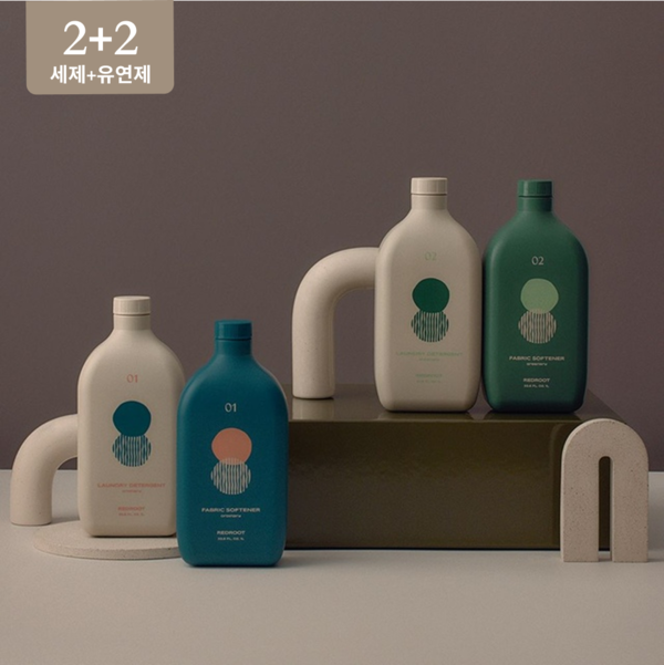 2+2 3배 고농축 비건 안심 세탁세제 2개 + 유연제 2개