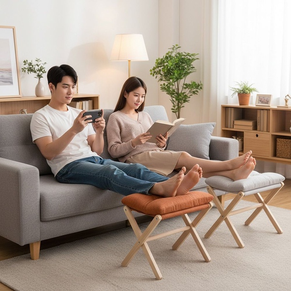 코지 풋스툴 다리 발 받침대 거치대 사무실 책상 컴퓨터 발판 접이식 원목 발쿠션 발받침대