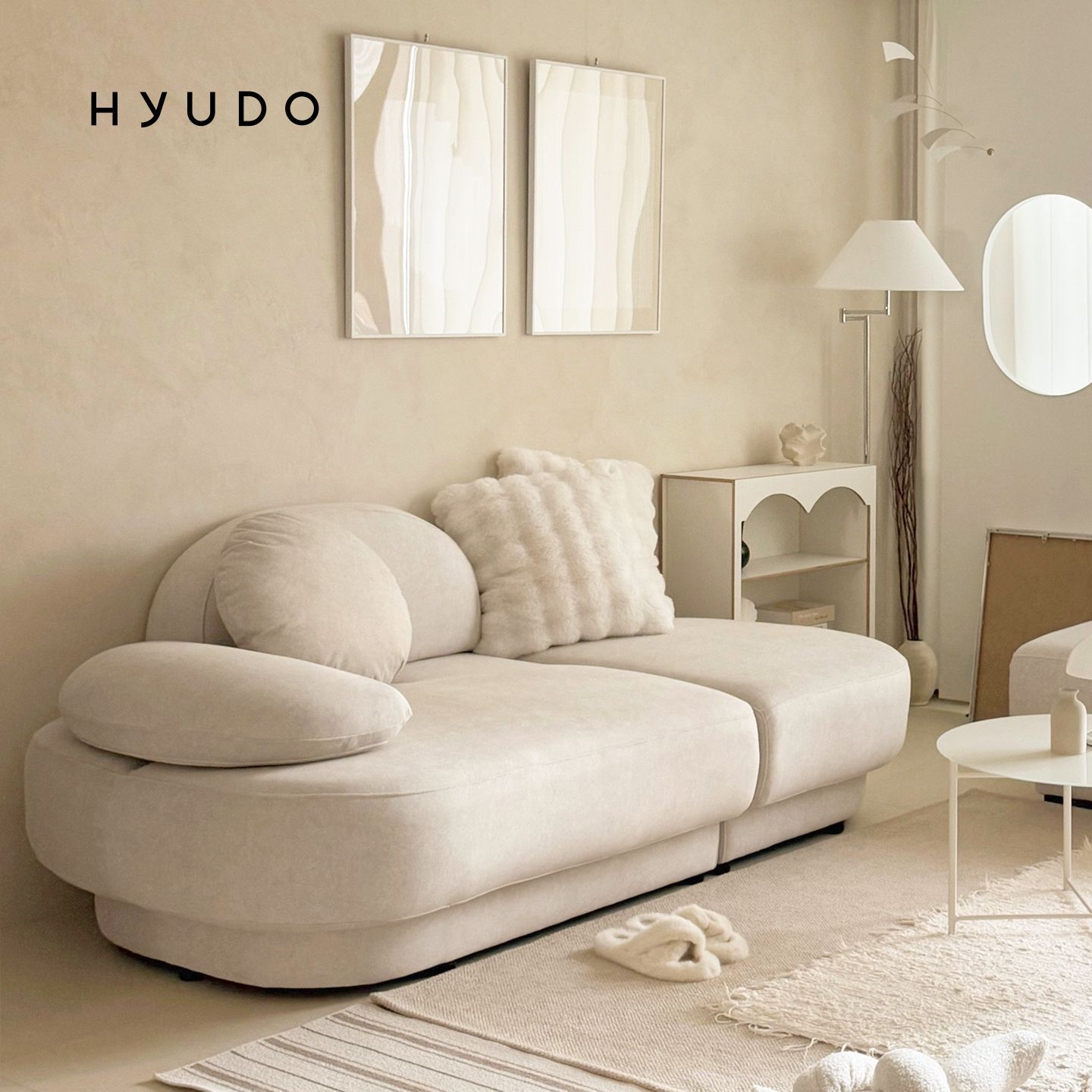 오늘의집 하현의동백 2060 스윙 반달 모듈 조야 3인 카우치 패브릭 소파