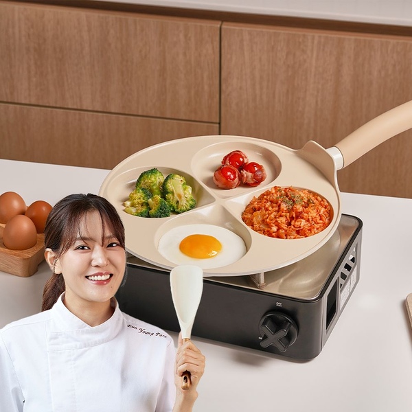 [10%쿠폰+7%카카오] 50만개판매 한방울에그팬/계란후라이팬세트 2구/4구 베이지6종