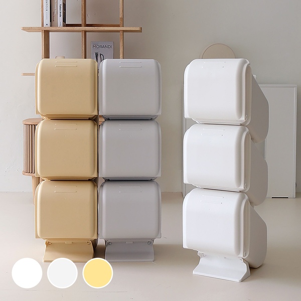 공간 활용도가 좋은 페블 분리수거함 3단 3colors