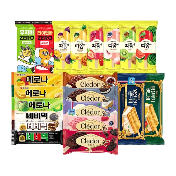 빙그레 인기 바 아이스크림 골라담기 / 카카오 따옴바 왕실 쿠키 끌레도르 메로나 비비빅