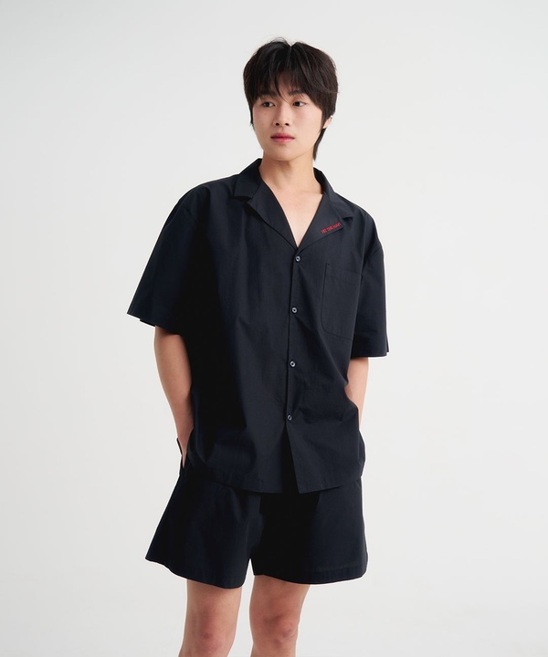 힛더헤이 여름 썸머 커플 잠옷 홈웨어 반팔 파자마 세트 화이트 블랙