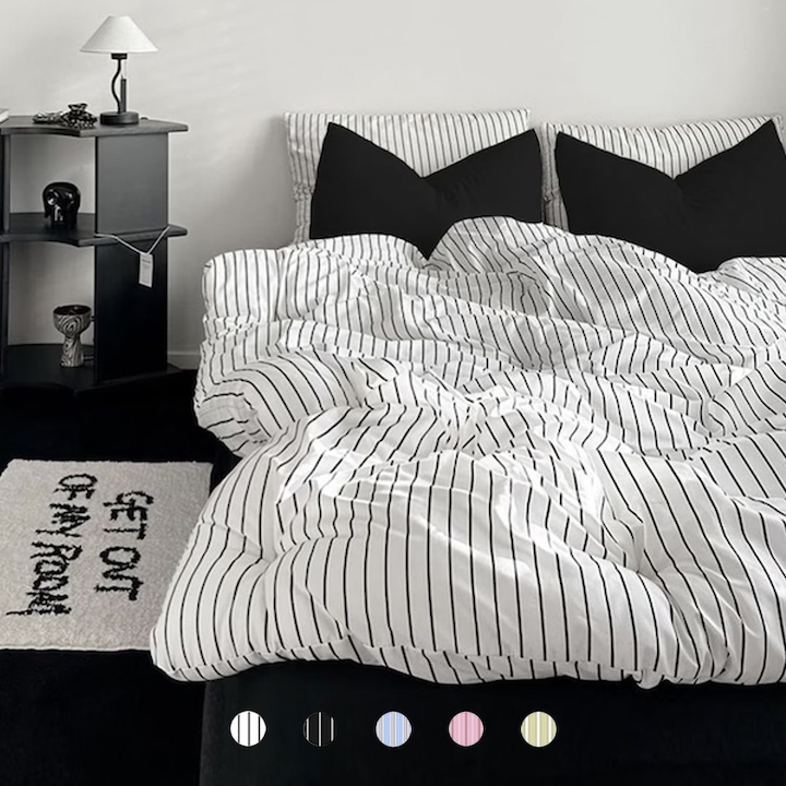 [오늘의집] 픽켄드 [오늘만25%] 옥수수솜 클래식 스트라이프 프렌치감성 부드러운 사계절 차렵이불