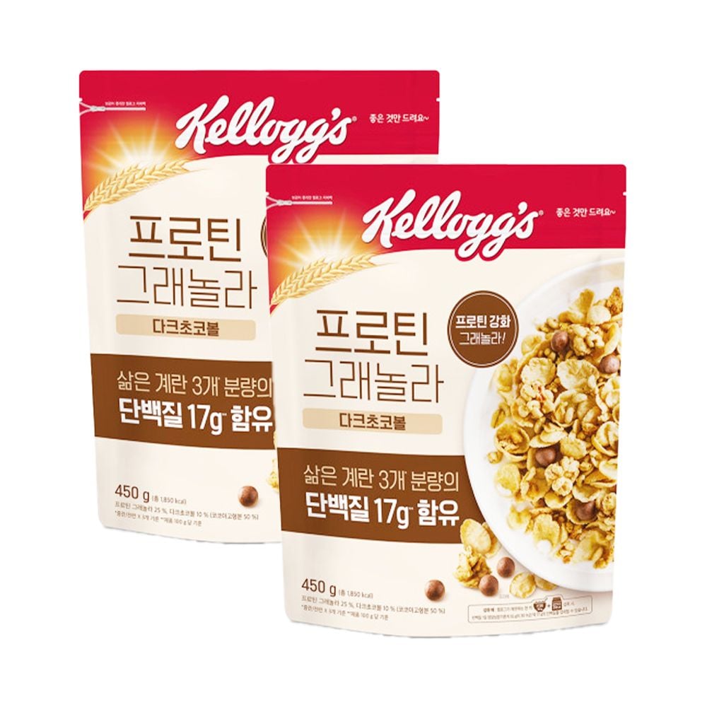미니 시리얼 2봉 증정 + 프로틴 그래놀라 다크초코볼 450g*2개 가격 비교 켈로그 미니 시리얼 2봉 증정 + 프로틴 그래놀라 다크초코볼 450g*2개