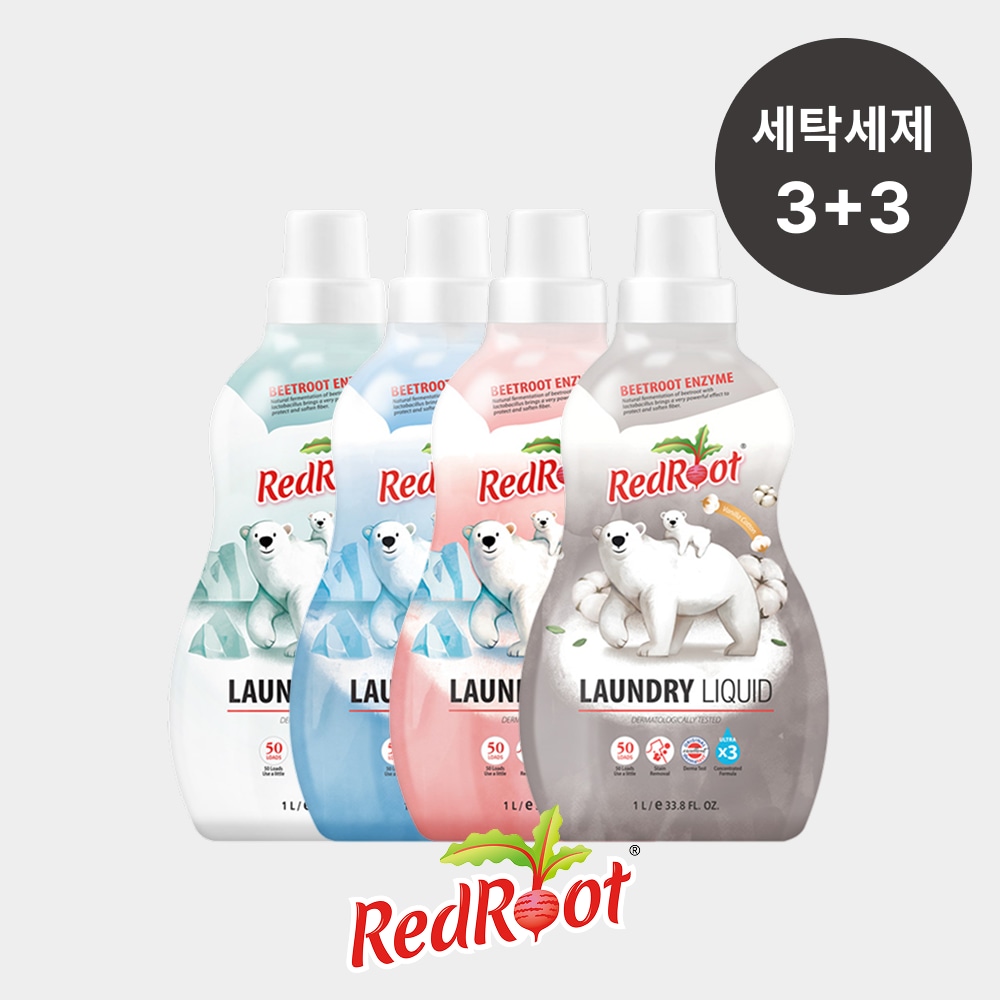오늘의집 레드루트 3+3 우리아이 유기농 약산성 안심세제 고농축 세탁세제 1L (4가지향)