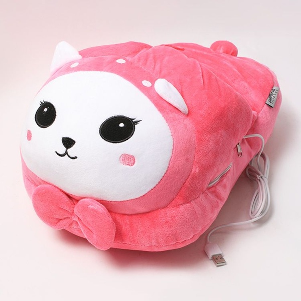 빅 핑크 고양이 USB 온열 발난로 풋워머 발난로쿠션 온열슬리퍼 사무실 거실 실내화 발방석